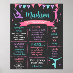 Poster Gymnaste Gymnaste Anniversaire Jalon Panneau