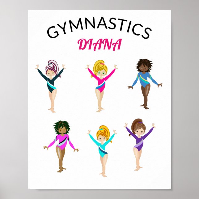 Poster Gymnastique 6 Filles Gymnaste Personnalisé (Devant)