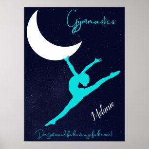 Poster Gymnastique Aller Pour L'Affiche De La Lune