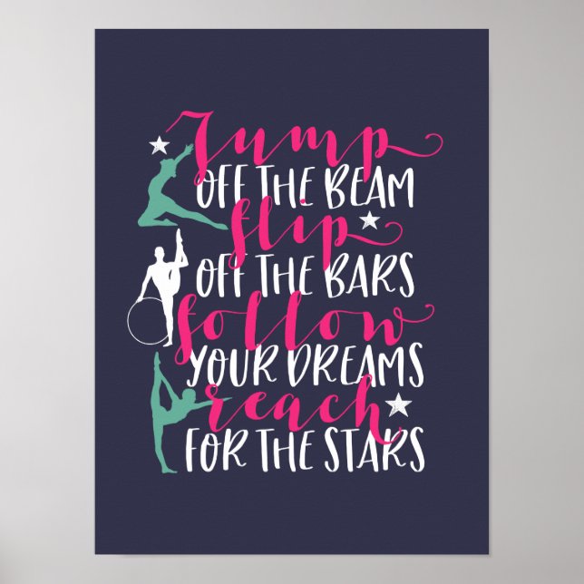 Poster Gymnastique Citation Girl Gymnast Retourner Du Bar (Devant)