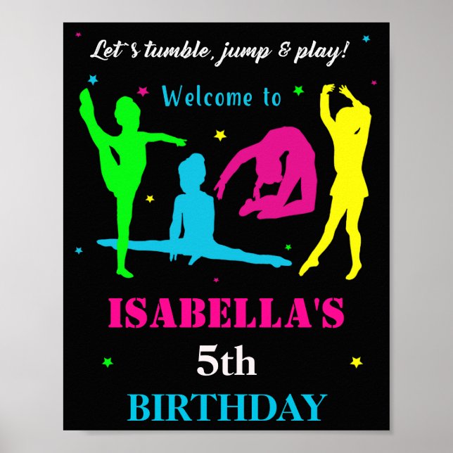 Poster Gymnastique de bienvenue signe de fête Flip Jump p (Devant)