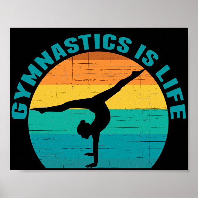 Poster Gymnastique est la vie belle Sunset Gymnaste Noir (Devant)