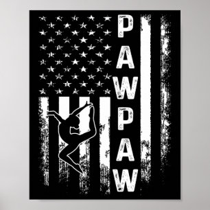 Poster Gymnastique Gymnaste Pawpaw America Drapeau Vintag