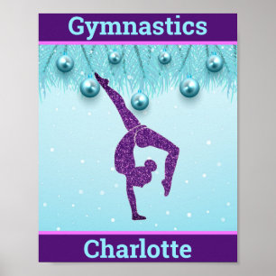 Poster Gymnastique Noël violet Aqua Personnalisé
