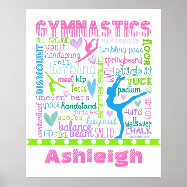 Poster Gymnastique Pastel personnalisée Mots Typographie (Devant)