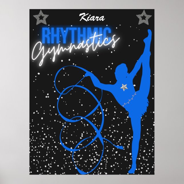 Poster Gymnastique rythmique Ruban et étoiles (Devant)