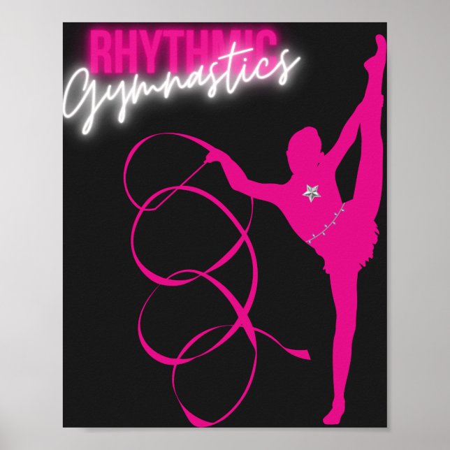 Poster Gymnastique rythmique T-shirt rose chaud (Devant)
