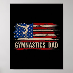 Poster Gymnastique vintage Papa Américain Drapeau Sports