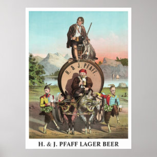 Poster H. & J. Pfaff Lager Beer titre modifiable