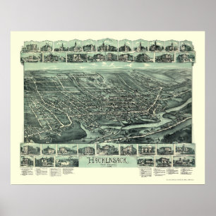 Poster Hackensack, NJ Panoramic Map - 1896