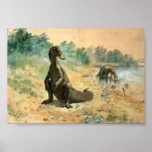 Poster Hadrosaurs par un lac