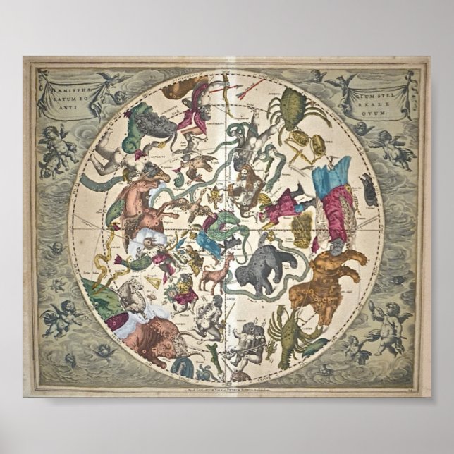 Poster Haemisphaerium Stellatum Boreale Antiquum (Devant)