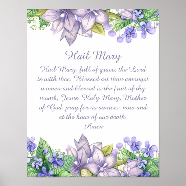 Poster Hail Mary Catholique Prière Christian (Devant)