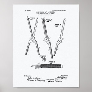 Poster Hair Curling Fer 1907 Brevet Art Livre blanc