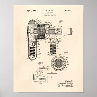 Poster Hair Drier 1929 Brevet Art Vieux Poivre