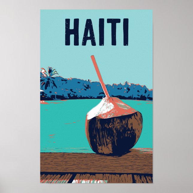 Poster Haïti délicieuse boisson de coco carte postale (Devant)
