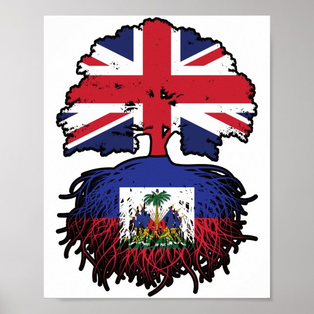 Poster Haïti Haïti Royaume-Uni drapeau des racines de l'a (Devant)