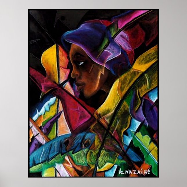 Poster Haitienne en Vitraux I - en verre liquide (Devant)