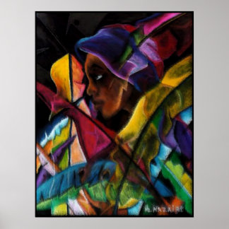 Poster Haitienne en Vitraux III - en verre d'eau