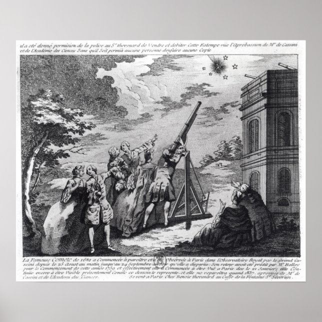 Poster Halley's Comet Observé en 1759 par Cassini III (Devant)