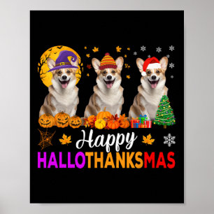 Poster Hallothanksmans de Noël de Corgi Dog Halloween