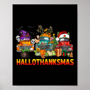 Poster Hallothanksmas Camions Halloween Thanksgiving Chri