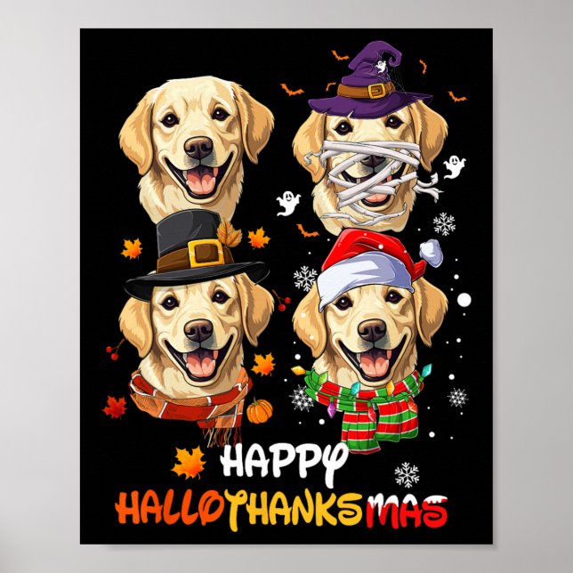 Poster Hallothanksmas de chien du Labrador Halloween Than (Devant)