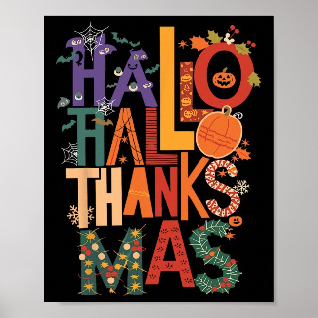 Poster Hallothanksmas Drôle Halloween Thanksgiving Christ (Devant)