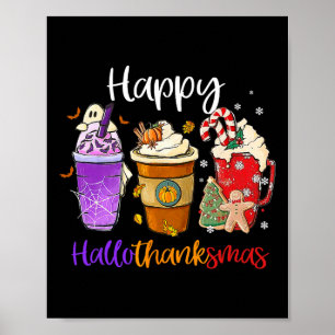 Poster Hallothanksmas Gnomes Halloween Thanksgiving Joyeu