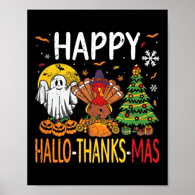 Poster Hallothanksmas Halloween Thanksgiving Christmas  (Devant)