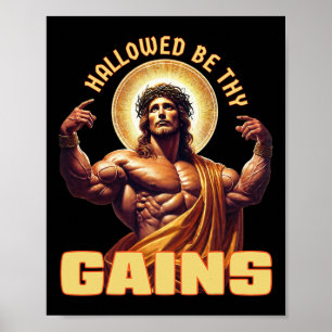 Poster Hallow Be Thains Drôle Gym Jésus Bodybuilding