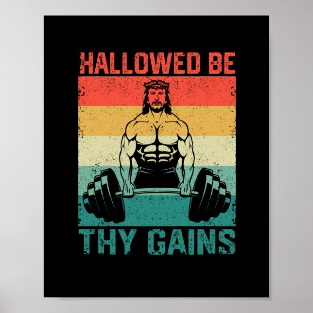 Poster Hallow be your gains Jésus Bodybuilding (Devant)