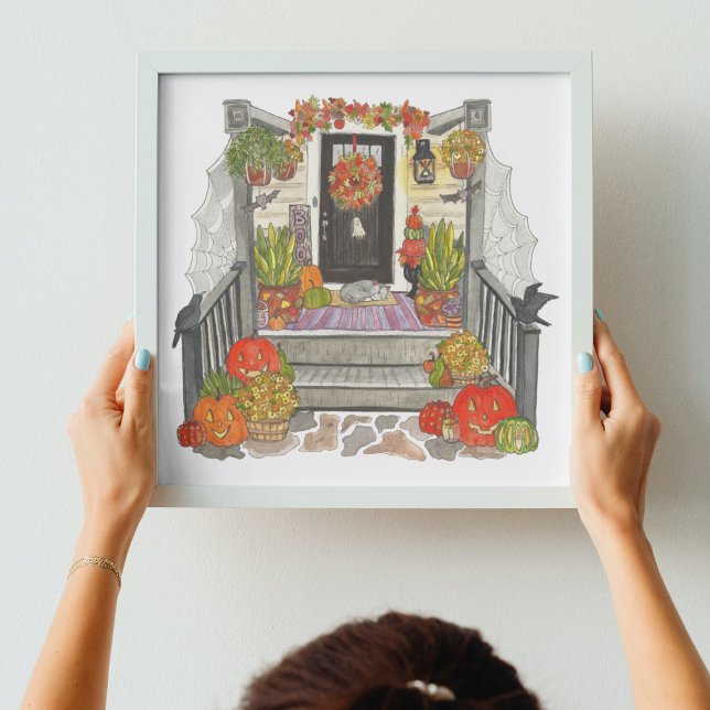Poster Halloween (Cute Halloween House Square Art Print)