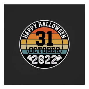 Poster Halloween 31 octobre 2022 Coucher de soleil Rétro