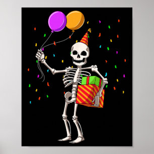 Poster Halloween Anniversaire Soirée Skeleton Anniversair