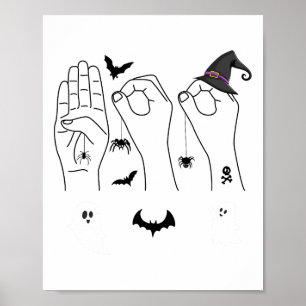 Poster Halloween Asl Langue des signes main Fierté Sourde