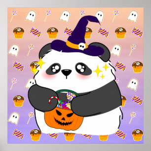 Poster Halloween Bébé Panda Mignon Trick or Treat