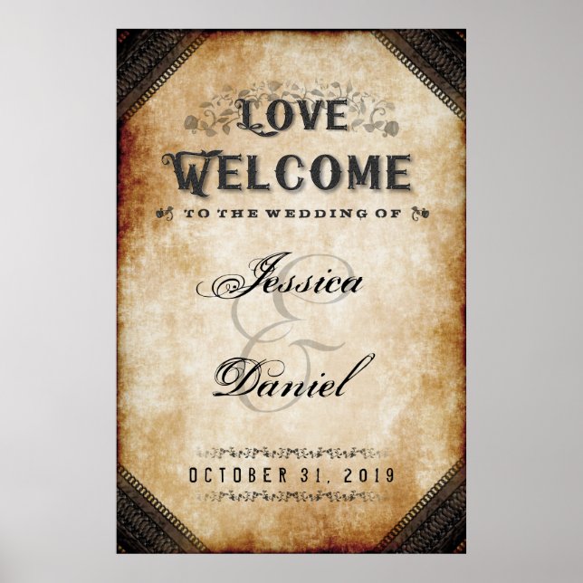 Poster Halloween Brown gothique 24x36 Bienvenue au Mariag (Devant)