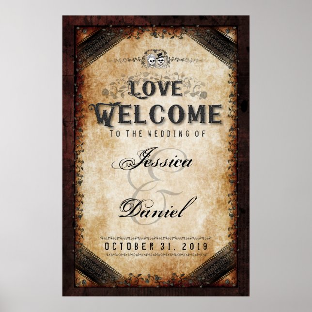 Poster Halloween Brown gothique 24x36 Bienvenue au Mariag (Devant)