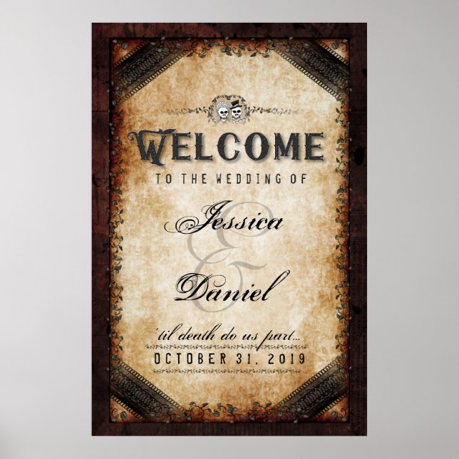 Poster Halloween Brown gothique 24x36 Bienvenue au Mariag (Devant)