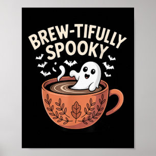 Poster Halloween café glacé soigneusement hantée