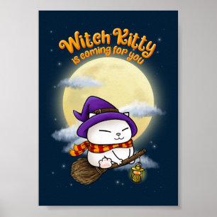 Poster Halloween Chat Witch Kitty
