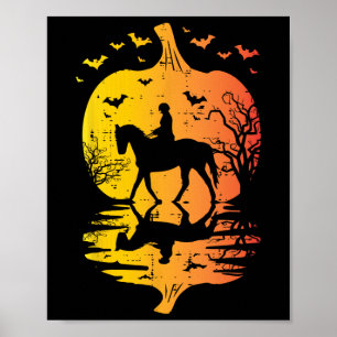 Poster Halloween Cheval Silhouette Citrouille Costume Vin