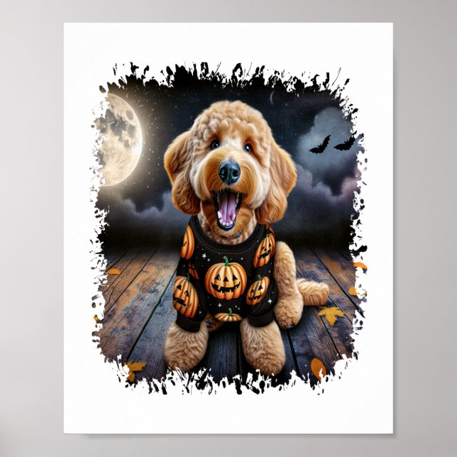 Poster Halloween chien Goldendoodle (Devant)