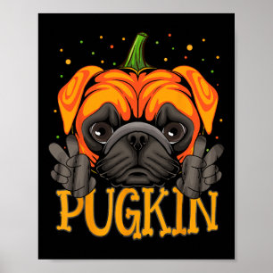 Poster Halloween Chien Pugkin Funny Chien Citrouille Than