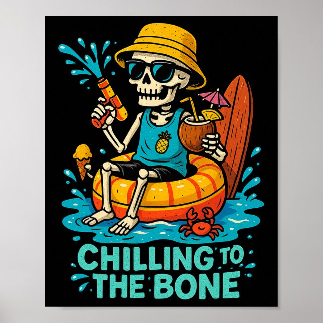 Poster Halloween Chilling Été À L'Os Skeleton Flo (Devant)