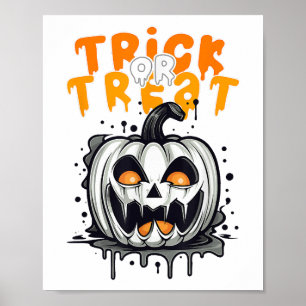 Poster Halloween Citrouille éffrayant Design Tri ou trait