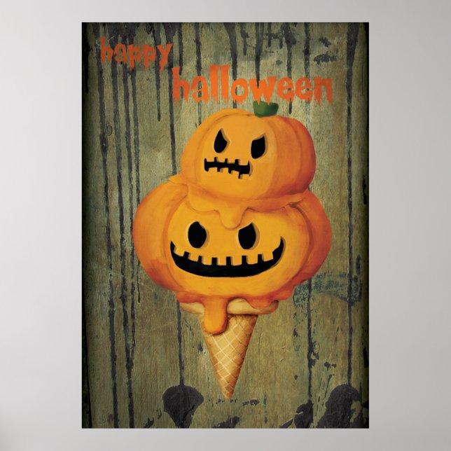 Poster Halloween Citrouille Ice Cream Cone (Devant)