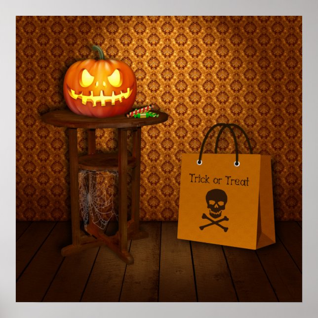 Poster Halloween Citrouille Trick ou traitement (Devant)