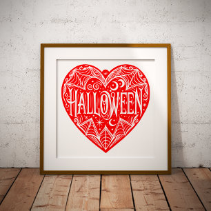 Poster Halloween Cœur, Cœur Rouge en Forme, Vacances